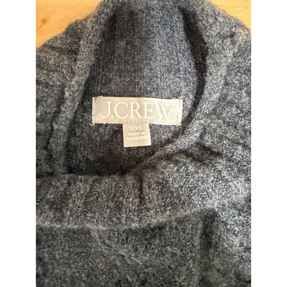 J Crew Womens Gray Merino Wool Alpaca Cable Knit Sweater XXS Preppy Old Money - Picture 2 of 7